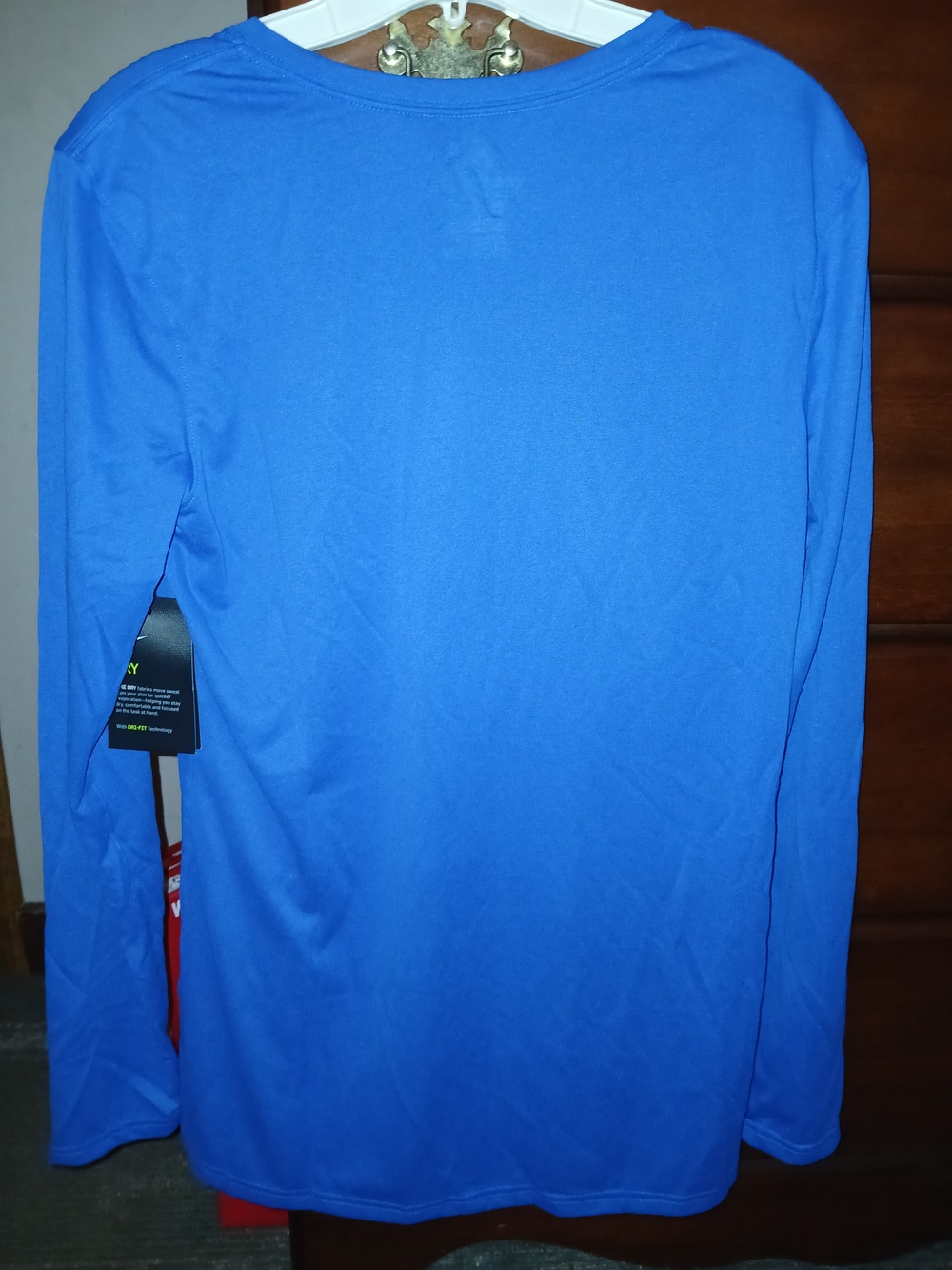 Nike NWT Women's L Long-Sleeve Athletic Tee - Blue with Silver Swoosh - Picture 7 of 8